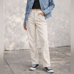 Levi's Women’s Cream Corduroy Pants High-Waisted Streight Leg Retro Faĺl Jeans